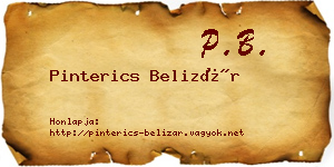 Pinterics Belizár névjegykártya